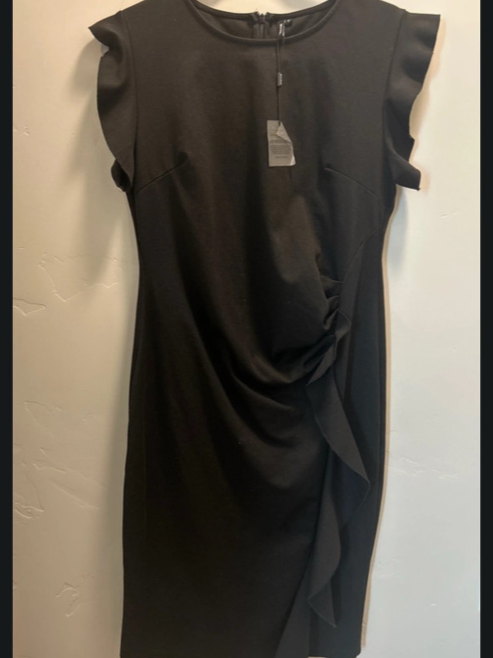 Miusol Black Ruffle-Side Midi Dress